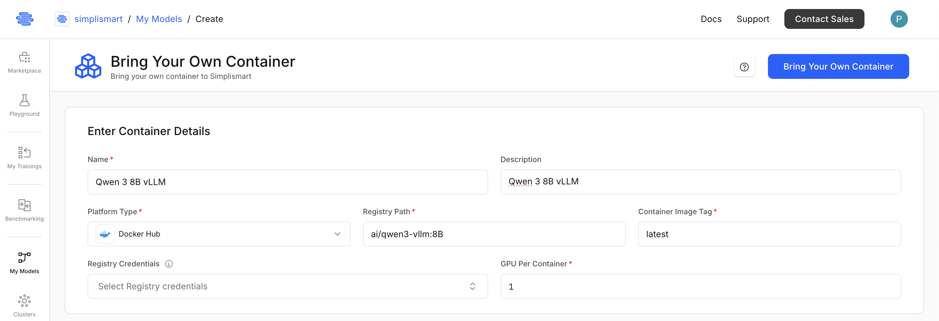 Add model-— Docker Hub