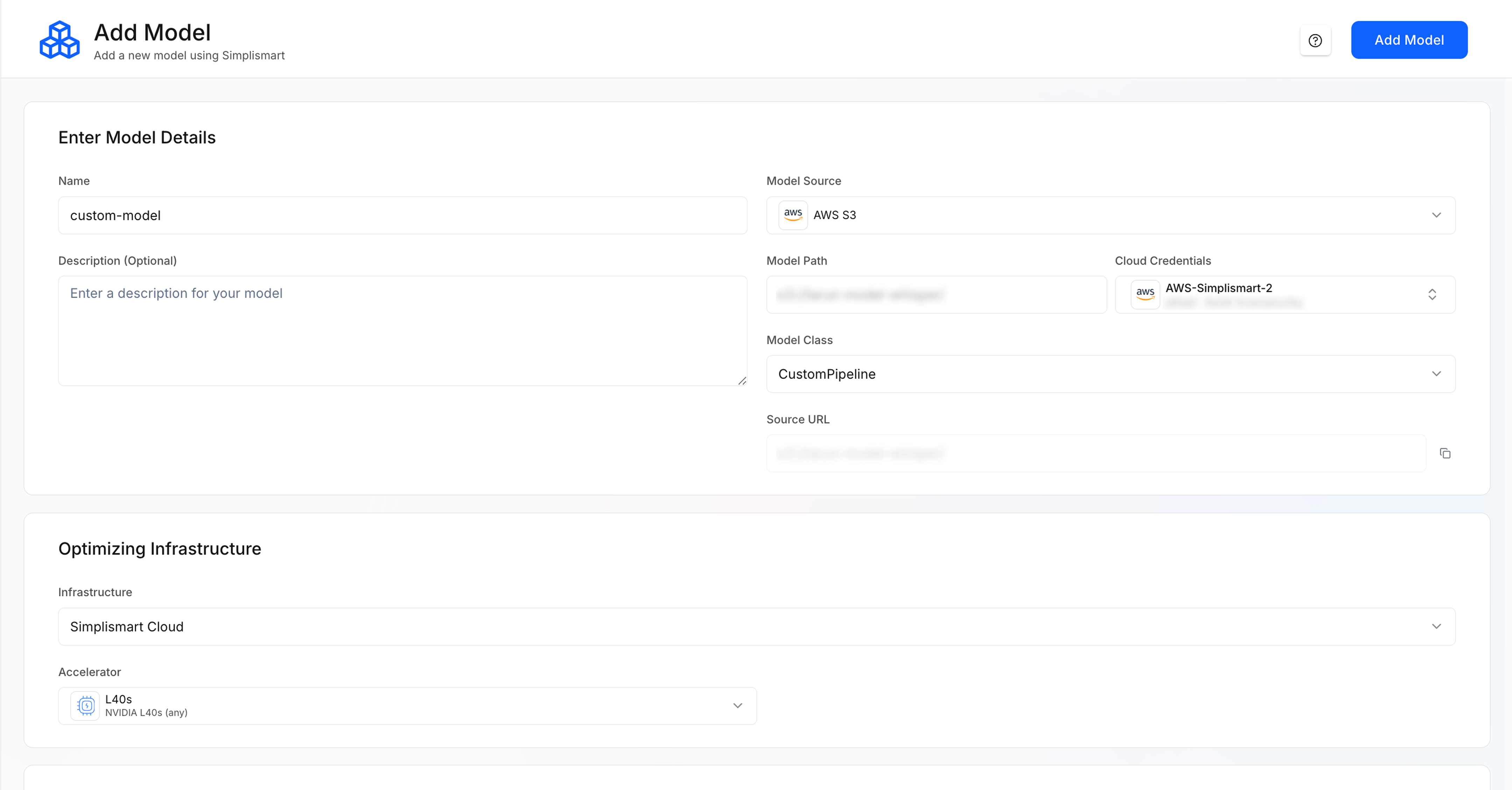 Add model details form